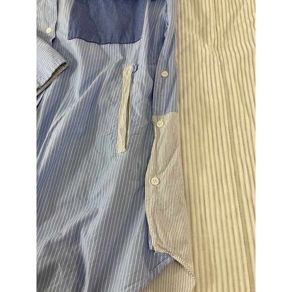 Zara Shirt Dress S Blue White Stripe Oversized Button Up Colorblock Preppy Chic - Picture 4 of 8